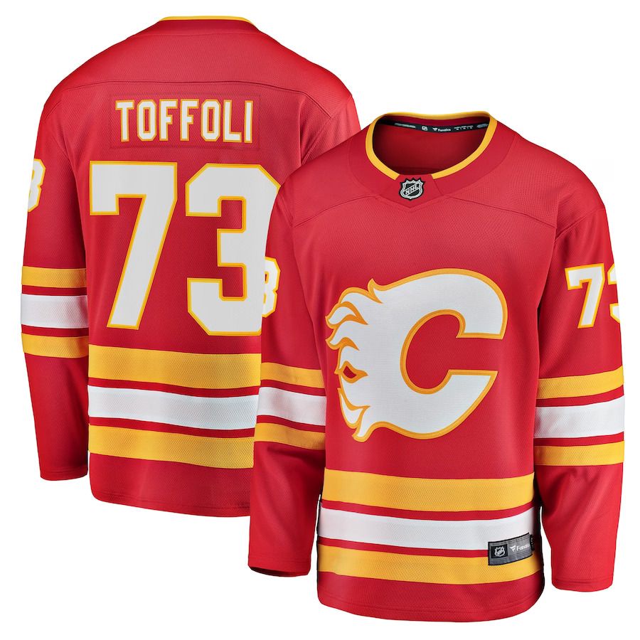 Men Calgary Flames 73 Tyler Toffoli Fanatics Branded Red Home Breakaway Player NHL Jersey